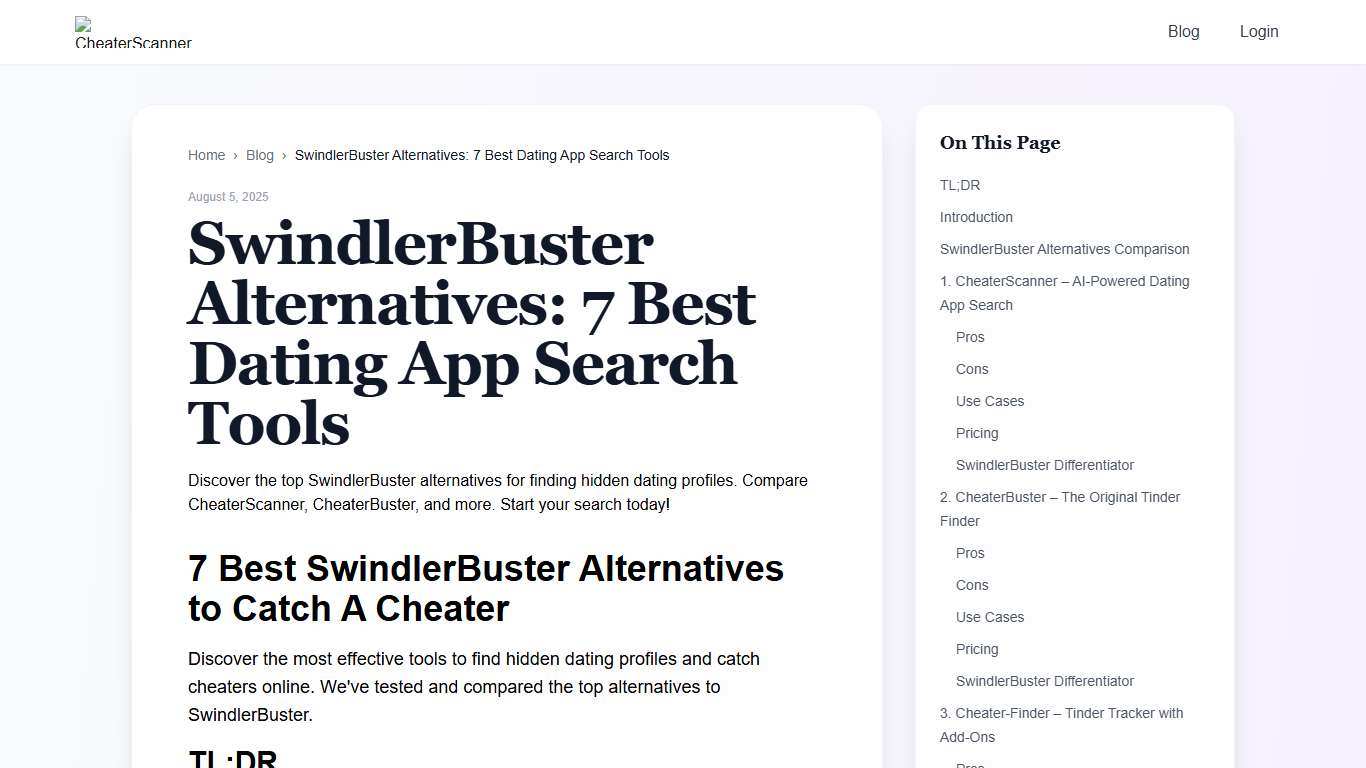 SwindlerBuster Alternatives: 7 Best Dating App Search Tools